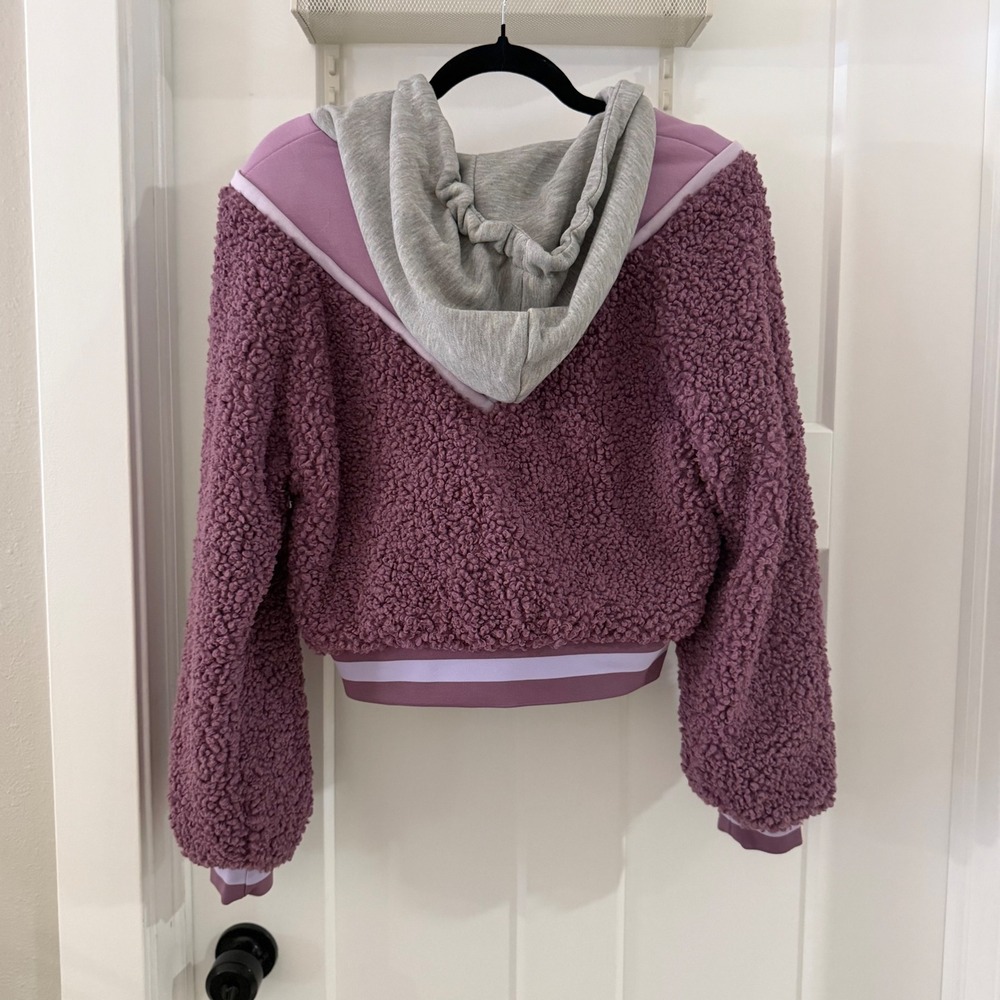 For Love & Lemons Sherpa Quarter Zip Hoodie Pullover Purple XS Retro - Picture 4 of 4